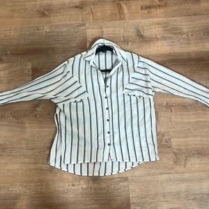 TOPSHOP Button Down Striped Blouse | Size: US 2/Small |